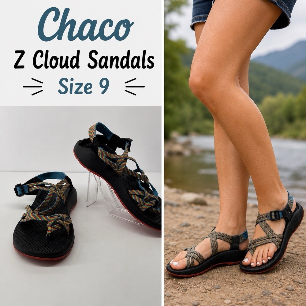 Chaco Z Cloud Sport Sandals Women's 9 Multicolor Strap Vibram Hiking Comfort